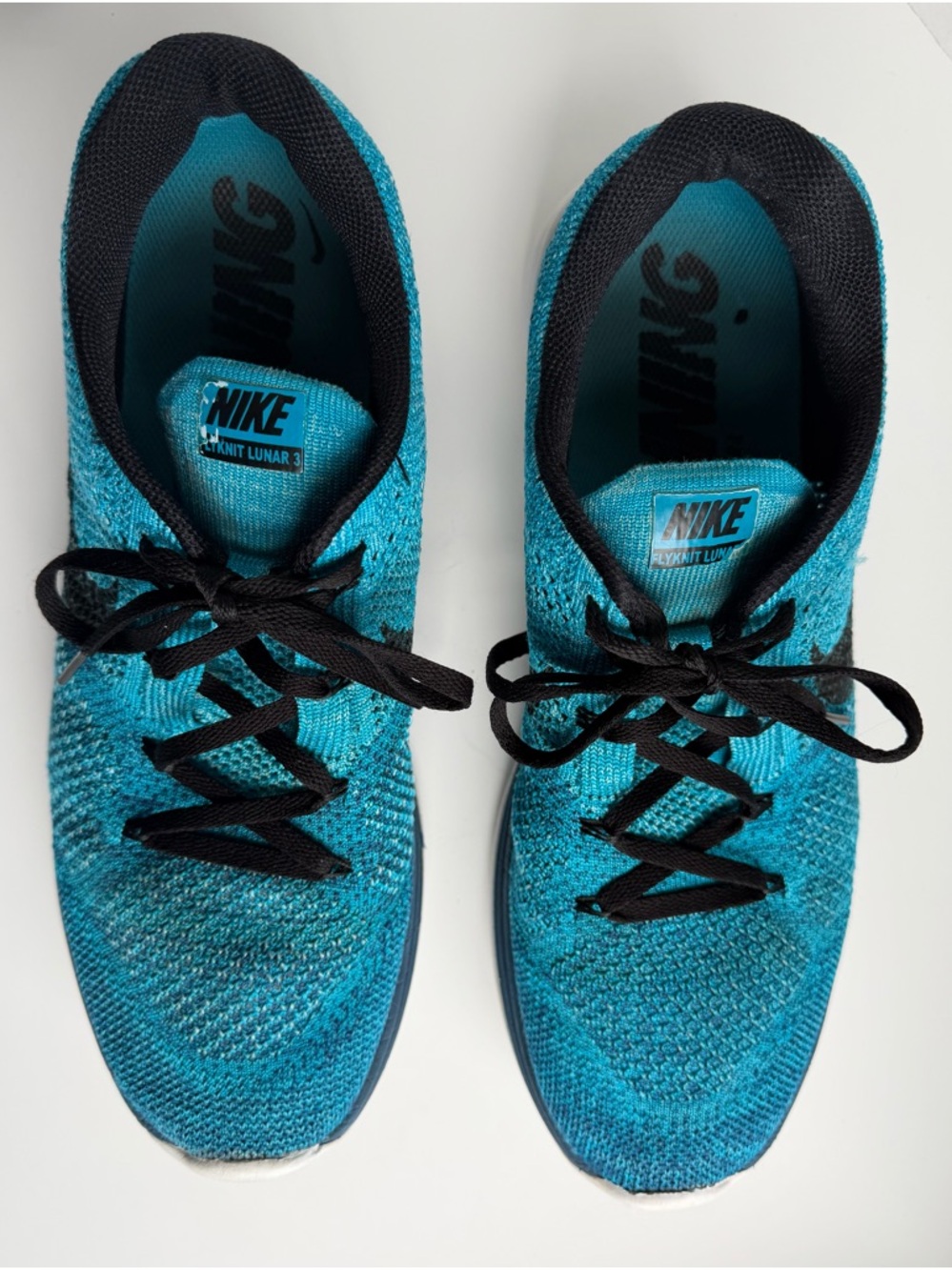 Nike Flyknit Lunar 3 698181-401 Blue White Running Shoes Lace Up Mens Size 12 - Picture 5 of 16